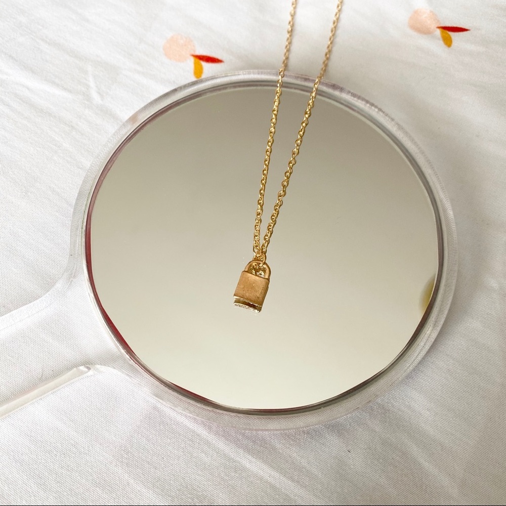 dainty lock charm necklace | gold